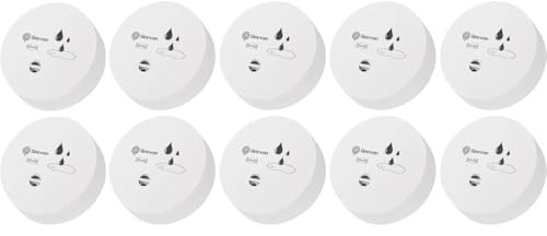Geevon 100 dB Water Leak Detectors for Cellars, Bathrooms, Laundry Rooms, Kitchens, Garages and Attics, Battery Operated Water Alarms (Batteries Included) (10 Packs)
