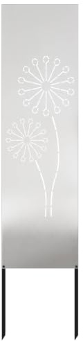 vidaXL Trädgårds integritetsskärm Silver 32 x 140 cm Rostfritt stål, Trädgård och terrass, rektangulär, modern avskiljare, dekorativa element, utomhusscreen, patioaccent, funktionell barriär