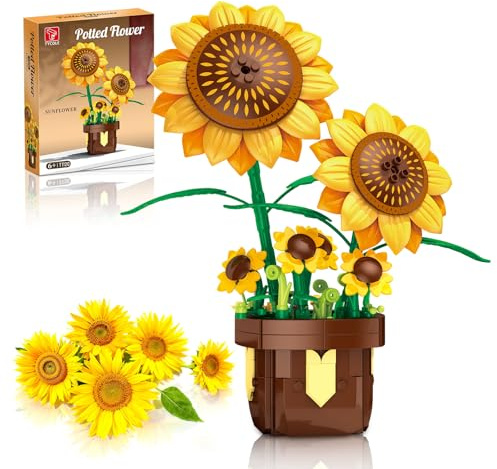 TYCOLE Tournesols Set de Construction - Bouquet de Fleurs en Briques, Collection Botanique pour Décoration Maison Bureau, Cadeau pour Adultes Femmes Filles, Cadeau de Anniversaire Noël, 291 Pièces