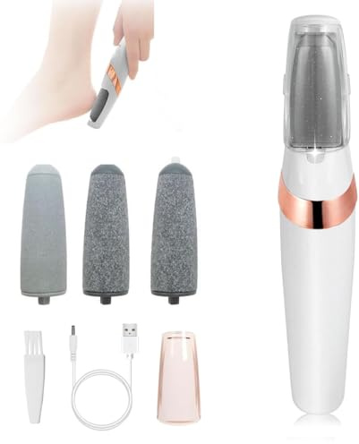Electric Foot File, Electric Callus Remover for Feet Pedicure Kits, Rechargeable Waterproof Hard Skin Remover Foot with 4 Brush Heads, for Treating Dry Cracked Heels, Calluses and Dead Skin