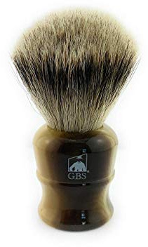 G.B.S Large Silvertip Badger Shaving Brush with Faux Horn, Horn Handle Creates Lather & Soft Bristles for Wet Shavers