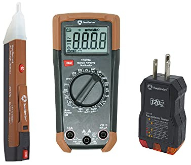 Southwire 10037K Electrical Test Kit with Full-Function Multimeter; Non-Contact Voltage Detector; and Outlet Tester; Includes Test Leads and Batteries