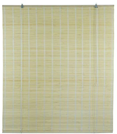 Bambusrollo Fenster Sichtschutz Rollos in Bambus Raffrollos aus Holz Einfache Montage (B135 x H225 cm, Natur)