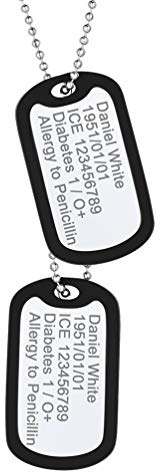 PROSTEEL Dos Colgantes Placas Identificacion Hombre Acero,Chapas Militares Personalizadas Estilo Ejercito