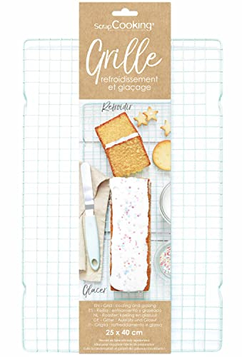 SCRAP COOKING - Grille à Pâtisserie de Refroidissement & Glaçage - 25 x 40 cm - Nappage à Gâteaux, Desserts, Biscuits, Tartes, Pains, Viennoiseries - Volette - 5185, Vert D'eau