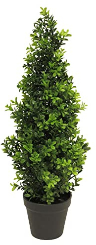 artplants.de Artificial Boxwood Pyramid TOM, in planter, 24/60 cm - Artificial Topiary
