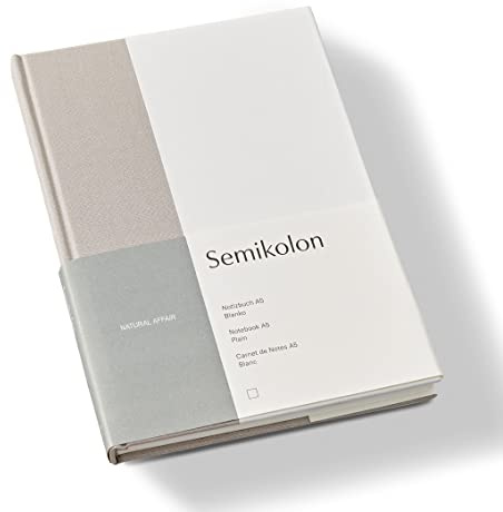 Semikolon 368719 Notizbuch Natural Affair A5 blanko - 176 Seiten, cremeweißes Papier - Lesezeichen - Desert