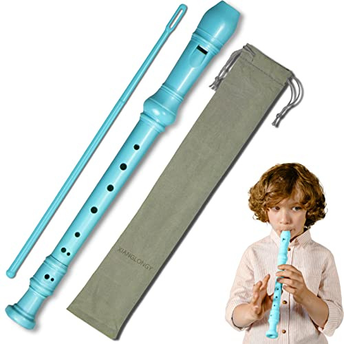 Flauto tedesco, Flauto Scuola Elementare, Flautos Dolce per Scuola Elementare, 8 Fori, Adatto a Scuole e Principianti, Resina ABS Ecologica, Rimovibile e Facile da Pulire (Blu).