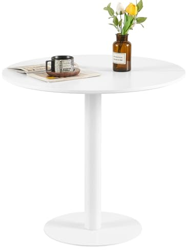 buybyroom Table de Salle à Manger Ronde, Table Basse, Table de bistrot, Table à Manger Pliable pour Cuisine, Salle à Manger, Salon, pub, Petite Table à Manger Minimaliste, Blanche, YFQH-LYMAN-1W-NC