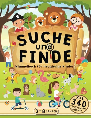 Wimmelbuch für Neugierige Kinder 3-8 Jahren Suche und Finde: Das Großes Aktivitätsbuch für Kinder zum Entdecken Verschiedener Objekte auf dem Bild, Vokabeln Spielerisch zu Erlernen