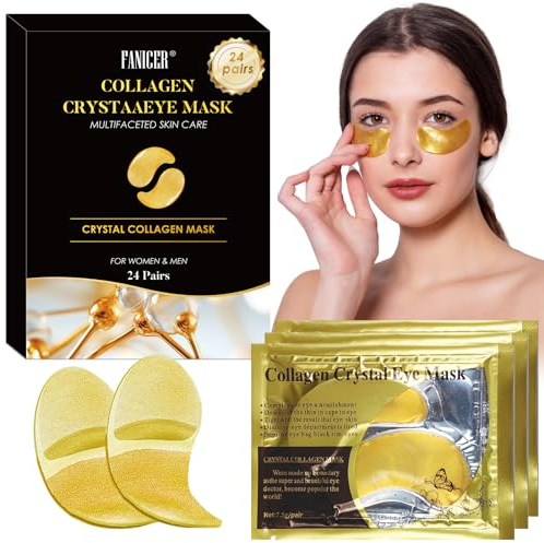 24 Paar Augenpads,24k Gold Augenmaske,Eye Treatment Mask Feuchtigkeit spendende Entfernen Puffiness,Erfrischende Augen Pads Masken Gel-Eyepads,Feuchtigkeit Spendende Augenpads