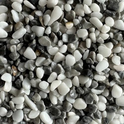 Steinteppich Epoxidharz Set Innen & Außen (ca. 28kg / 2-2,5m²) | 16 Farben | 25kg 2-4mm Marmorkies + 3L, 2K Epoxidharz Bindemittel | Für Balkon, Terrasse, Treppen, Garage (Bianco Grigio)