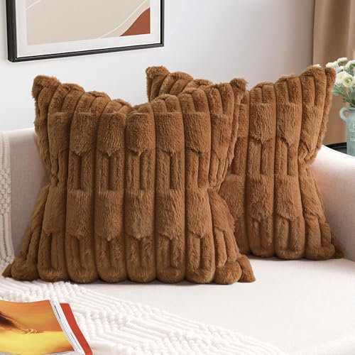 ZWJD Juego de 2 Fundas Cojines Gris Oscuro 45x45 Fundas de cojín de Felpa de Piel Sintética Suaves Cojines Sofa Mullidos Decoración de Cojines Modernos para Sala de Estar Sofá Dormitorio del Coche