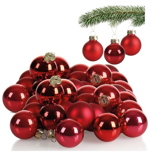 com-four® 40x Weihnachtskugel - Baumschmuck für die Weihnachtstanne - Mini-Glaskugeln Ø 3 cm - Weihnachtsdeko - kleine Christbaumkugeln aus echtem Glas für Weihnachten