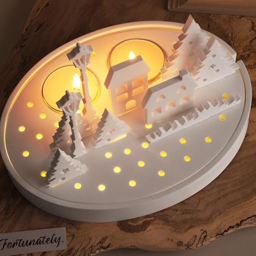 House Silicone Mould, Christmas Village Resin Moulds, Tea Light Candle Holder Mould, Silicone Moulds for Concrete, Bedroom Decor, Christmas House Tree Candle Holder Plaster Mould