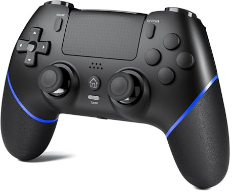 CHEREEKI Wireless Controller for PS4, Compatible with P-S4/Slim/Pro Bluetooth Gamepad Joystick PS4 Remote Control with Paddles Dual Vibration Turbo Six Axis Touch Panel Stereo Headphone Jack Black