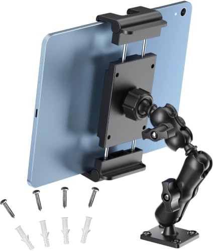 PLDHPRO Support Tablette Voiture Tableau de Bord, Accroche iPad Voiture Camion Base à Visser, Support Tablette Mural 360° pour iPad, iPhone, Galaxy Tab et Appareils de 5.5-14.6