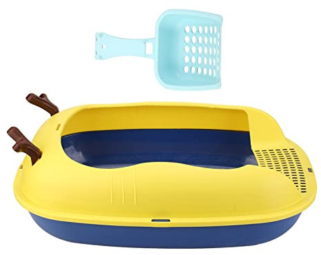 Kitty Müllbox, Katzenstreubox Halb Geschlossene Kätzchen -Toilette mit Müll Sieben Schaufel Offener Kätzchen Katzentoilette mit Hoher Seitenschachtel für für Hamster Kleine Hunde