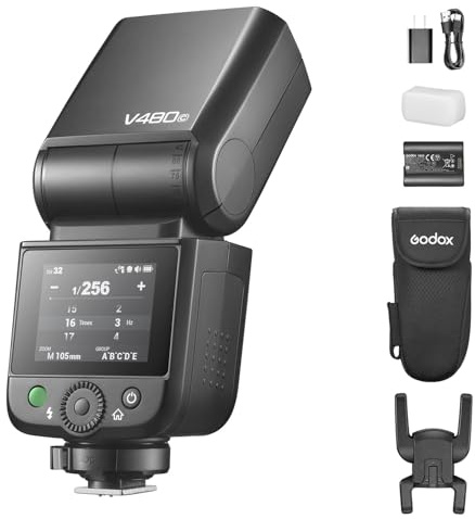 Godox V480 Flash V480O Flash de cámara 7.2V/2200mAh HSS 1/8000 HSS, 2.4GX inalámbrico TTL, 1.7s tiempo de reciclaje, 650 pops de potencia completa para cámara Olympus/Pentax (V480O)