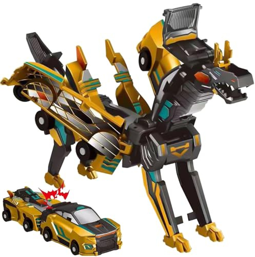 Felly Drago Transformers Macchina Giocattoli, 2 pezzi Auto Robot Giochi Bambini Bambino Bambina 2 3 4 5 6 anni, Giocattolo Regalo per Ragazzi Ragazze(dorato)