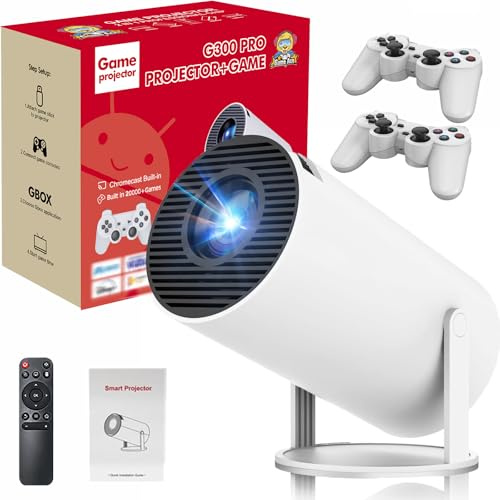 Drqzwp Console de jeu vidéo rétro M300 Max améliorée, projecteur de jeu, + 2 manettes sans fil, console de jeux rétro Plug and Play, 20 000 jeux classiques, 720P