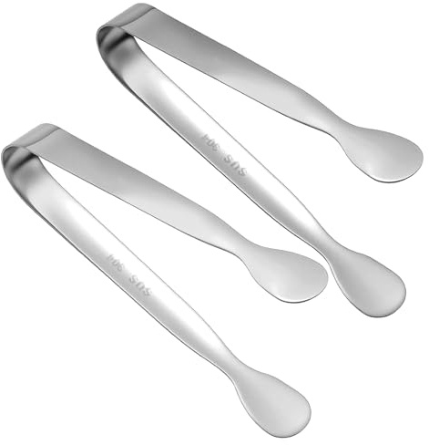 2 pezzi Pinze per ghiaccio per cubetti di zucchero,mini pinze da portata in acciaio inossidabile, per cubetti di zucchero, dessert, buffet, picnic