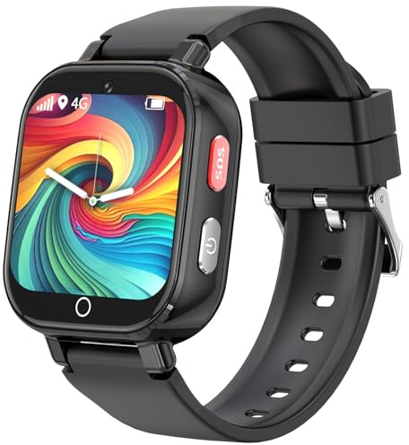 Smartwatch Bambini, Orologio Bambina con GPS, Smartwatch Bambino Videochiamata Chat Vocale/WIFI/Ricezione SMS SOS Modalità Scuola Piccolo Orologio per Bambini, Regali Bambino Dai 4 Anni in Su (ZZNero)