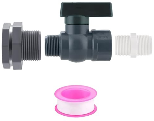 MZRAN 2. Juego de montaje de grifo de PVC para barriles de agua de lluvia, incluye válvulas, conectores de manguera y cinta de sellado para barriles de lluvia