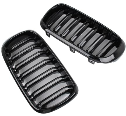 Densieg Calandre double chevalet pour BMW X5 X6 F15 F16 14-18 Noir brillant