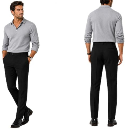 Style Spot Mens Everpress Trouser Formal Pants Premium Material Regular Fit Ideal for Casual Wear (Black, 36W - 31L)