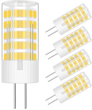 TRIJZHOU G4 LED Bulbs AC/DC12V 4W (40w 30w Halogen Equivalent) Warm White 3000K 400 LM, G4 JC T3 Bi-Pin Base Bulb for Outdoor Landscape Pathway Lighting, 5 Pack