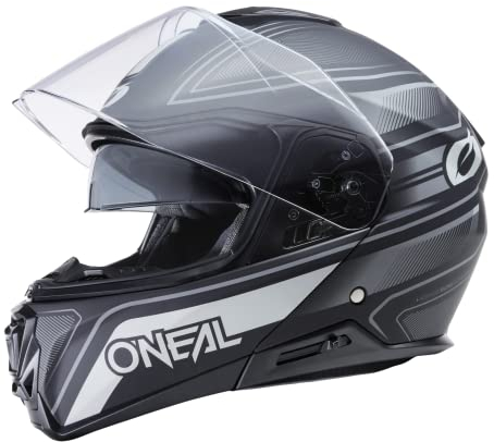 O'NEAL | Casco de Moto Enduro Touring Adventure Street | Buen Ajuste, Pinlock y Bluetooth, Visor Solar Integrado | Casco M-SRS String V.22 Adulto | Negro Gris | Talla M