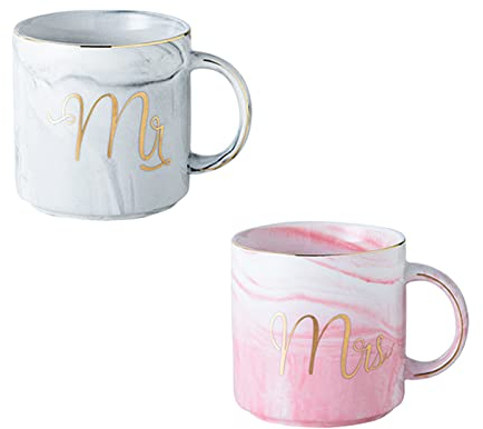 2 Piezas Taza de Café de Cerámica,Taza de Cerámica Mr y Mrs, para la Novia y el Novio Boda Creativo, de Boda/Novia y Novio/Pareja/Navidad/Aniversarios/San Valentín/Cumpleaños
