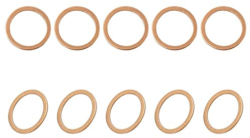 DTGN 21mmx27mmx1mm(IDxODxT) Plat Cuivre Étanchéité Rondelles - 10Paquet - Bien pour Industriel Machines M20 Vis - Cuivre Plat Anneau Joints