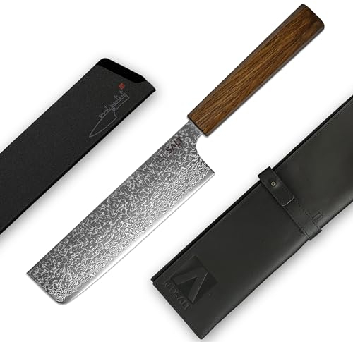 REDSALT® NAKIRI 菜切 17cm SPG2 couteau à légumes professionnel en acier damassé fait main au Japon | HRC 62+, 65 couches lame damassée inoxydable | chef sushi viande