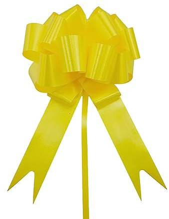 MoreChioce 30 Stück Weihnachts-Schleifen-Set, Geschenkschleifen Selbstklebend Geschenkbänder Ziehschleifen-Set für Feiertage Hochzeit Jahrestag Geschenk Blumenstrauß Korbdekoration,Gelb