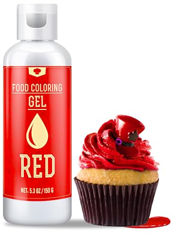 Lebensmittelfarbe Gel - 150g Konzentrierte Gel Lebensmittel Farben zum Backen, Kuchen Dekorieren, Kekse und Macaron - Zuckerfrei Food Coloring für Getränken, Osterei, DIY Seifen und Basteln (Rot)
