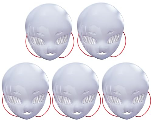 Kalastussaari Halloween-mask, 5 st gör-det-själv tomma heltäckande ansiktsmasker med nät stort öga, lurvig mask katt djur cosplay mask lurvigt huvud för maskerader, halloweenfest