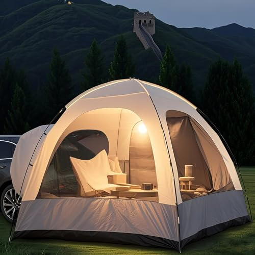 Tenda Auto per 6 persone, Grande Tenda per Auto con Tetto Impermeabile 300x300x220cm, in Poliestere con Colonna d'acqua di 3000 mm, Ideale per Campeggio/Viaggi in Auto/Festival.