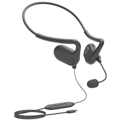 fesoklaf Auriculares abiertos con cable con micrófono, con cables tipo C, auriculares impermeables para correr, ciclismo, entrenamientos