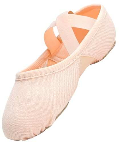 GroYolan Ballet Shoes for Girls Women Stretchy Ballerina Dance Slippers with Mesh, Split Sole Ballet Flats for Yoga Gymnastics Performance Pink