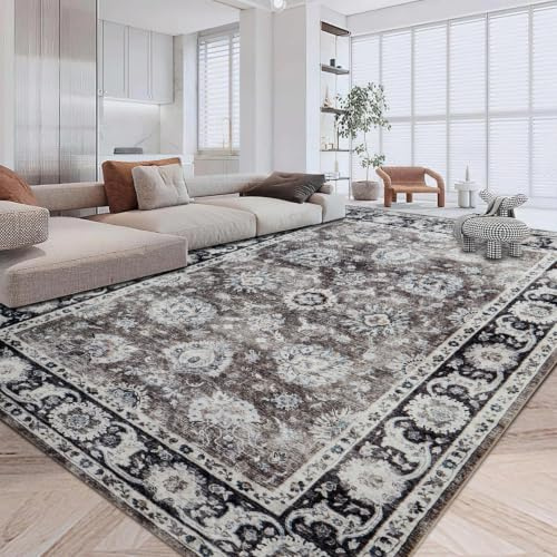 Imperial Rooms Rugs Living Room Extra Large 240 x 340 Short Pile Area Rugs for Bedroom Machine Washable Non Slip Carpet for Kids Room Soft Vintage Design Boho Rug, Harmony