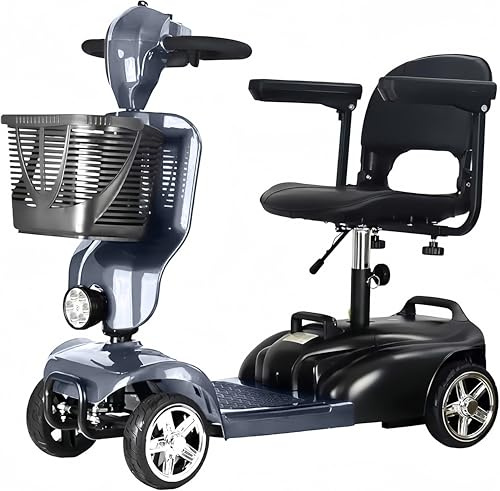 iCAN X-02 2026 Model Portable Mobility Scooter (Grey), 120 Kg Capacity, 12.5 Mile Long Range, Removable Battery, UK Regulated, LED Headlight, Removable Basket, CupHolder, Light Weight, Front Fairing