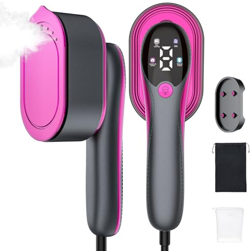 Travel Steamer for Clothes: 1200W Portable Handheld Travel Steamer with LED Display, 10S Fast Heating, 110ml Big Capacity, 2-in-1 Garment Mini Steamer Iron for Travel, Business, Home 110-120V