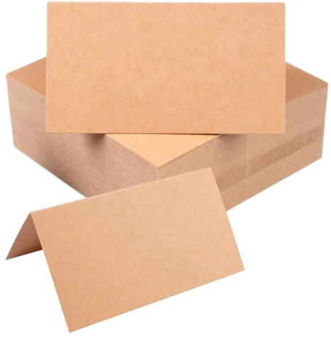 Lot de 100 Marque Place Mariage Brun 9X10cm Cartes de Table en Papier Kraft | Cartes de Place Brun, pour Mariage, Restaurant, Anniversaire, Fête, Communion, Baptême, Evénements Célébrations