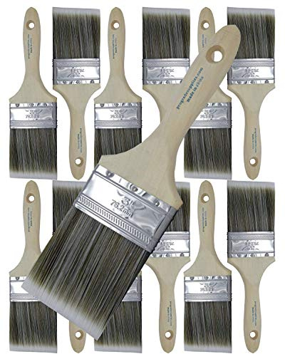 Juego de 12 pinceles planos de 7,6 cm de alta calidad para pintores profesionales y propietarios de viviendas, pinceles de pintura para armarios, cubiertas, vallas, interiores, exteriores y pinceles