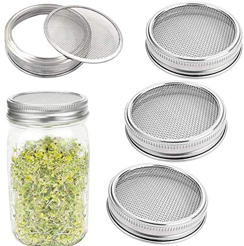 4 Pack Strainer Mesh Lids 316 Stainless Steel WIDE MOUTH Sprouting Lids for Mason Jars Canning Lid