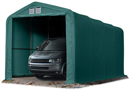TOOLPORT Wikinger Zeltgarage 4x8 m Lagerzelt Carport Torgröße 3,5x3,5 m für Boote, Wohnmobile, Traktoren - grün