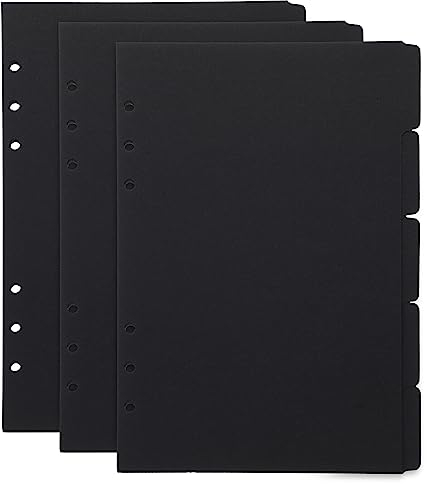 Trennblätter Papier A5 Schwarze Kunststoffbinder- Teiler 12Pcs Loose Leaf Notebook Schreiben- auf Trenner Table- Of- Inhaltsteiler Buchstaben Taschenteiler A5 Tabs Trenner Notizbuchteiler