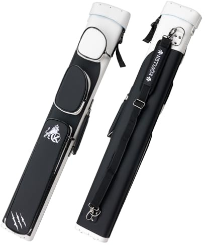 KONLLEN 2x4 Hard Pool Cue Case – Professional Billiards Cue Case for 2 Butts & 4 Shafts, Durable Hard Shell Cue Bag with Adjustable Shoulder Strap, Large Storage Pockets